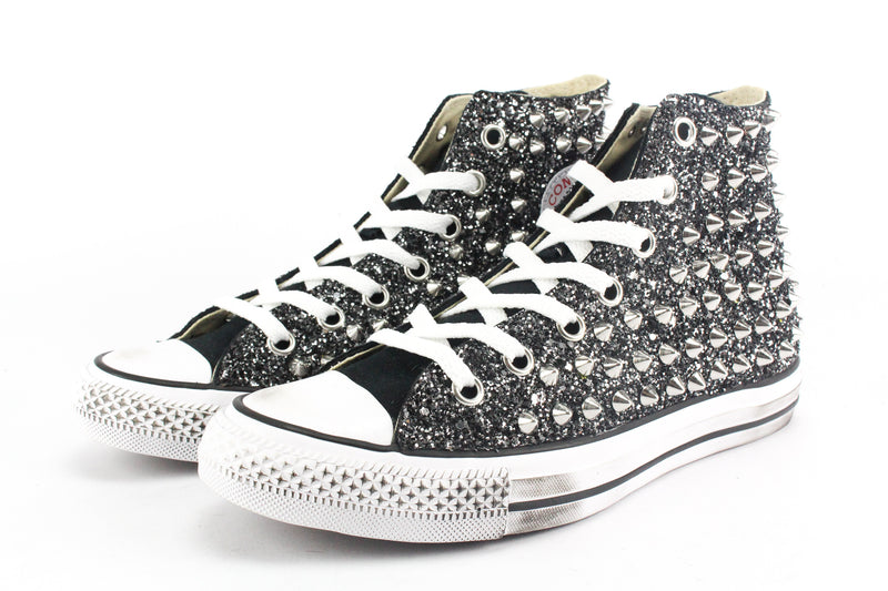 BORCHIE a STELLA 13mm 10pz ARGENTO per scarpe Hot fix star termoadesive  converse