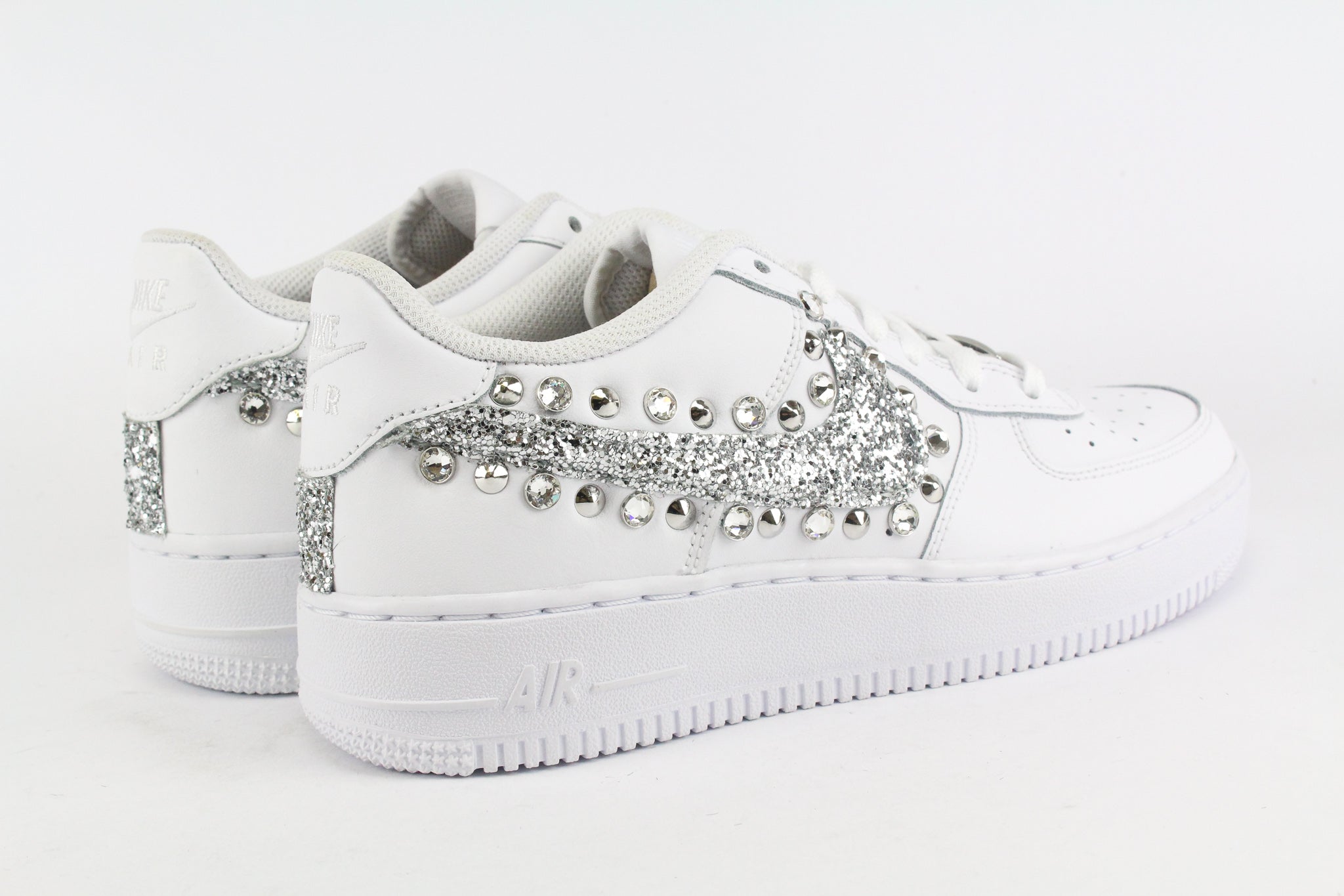 Nike Air Force 1 '07 Silver Glitter Studs &amp; Strass