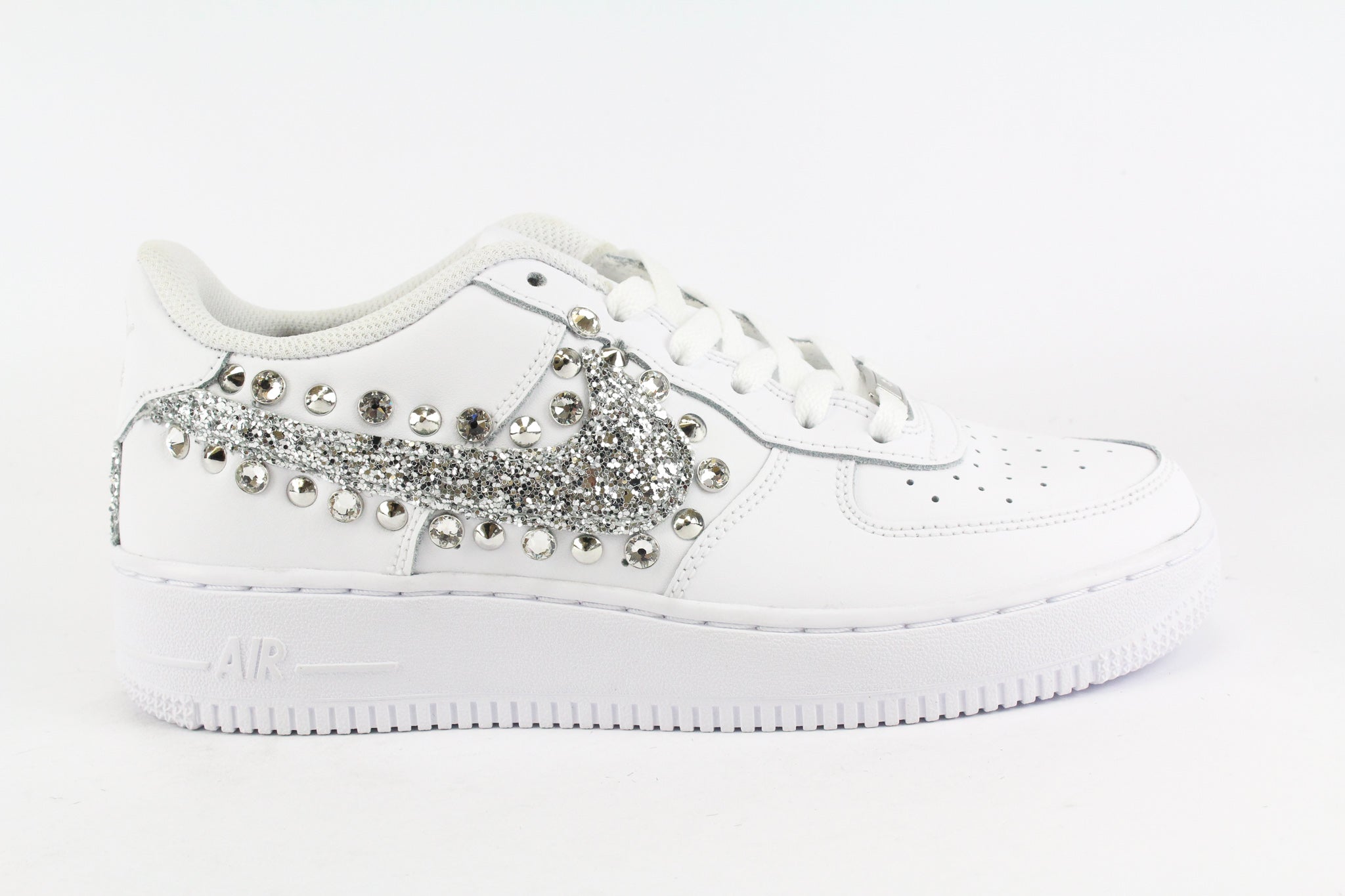 Nike Air Force 1 '07 Silver Glitter Studs &amp; Strass