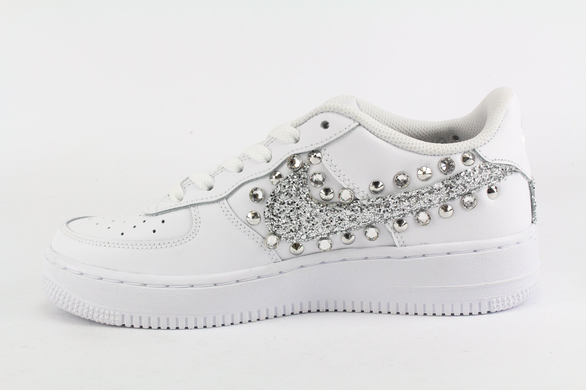 Nike Air Force 1 '07 Silver Glitter Studs &amp; Strass