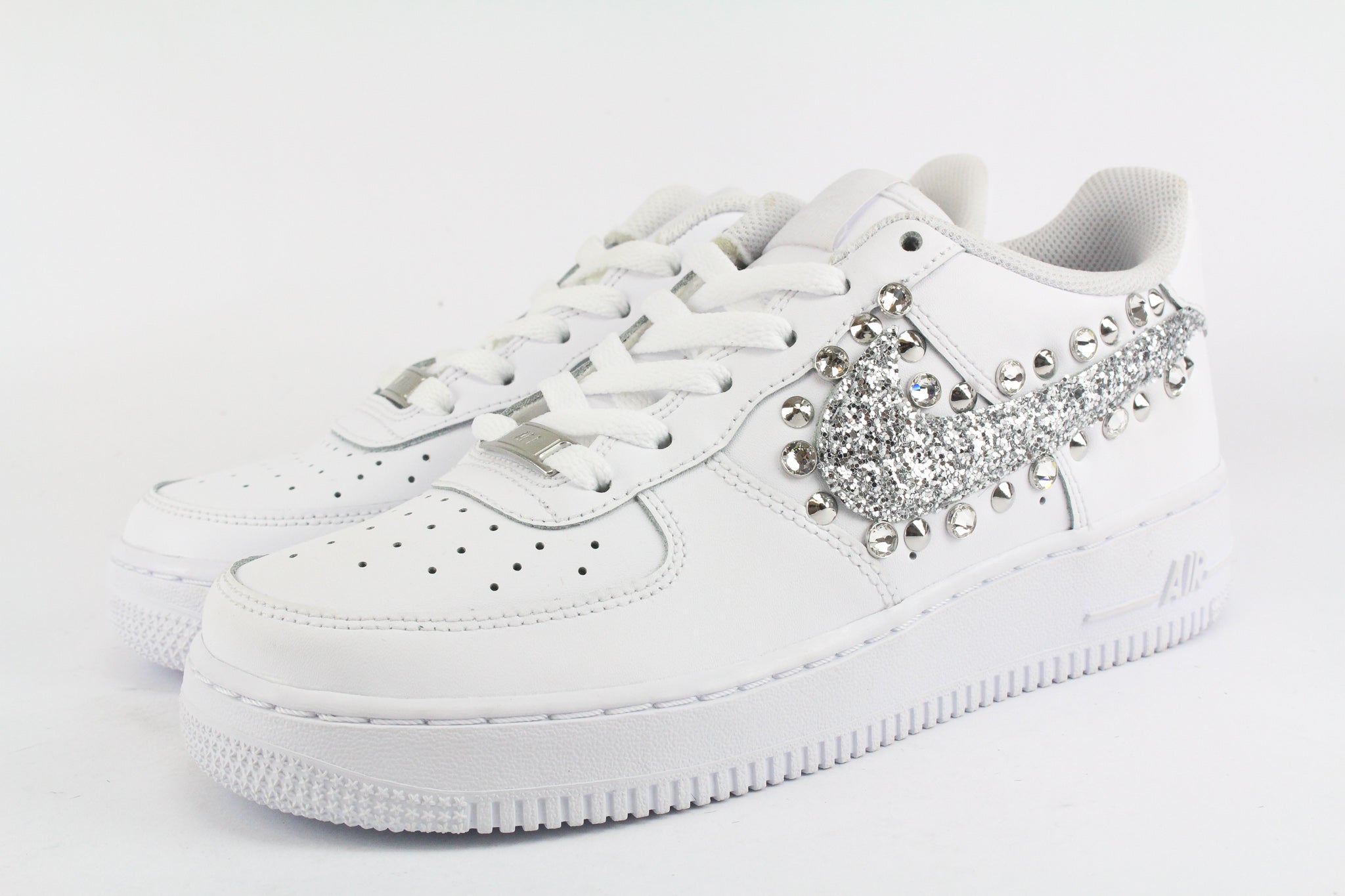 Nike Air Force 1 '07 Silver Glitter Studs &amp; Strass