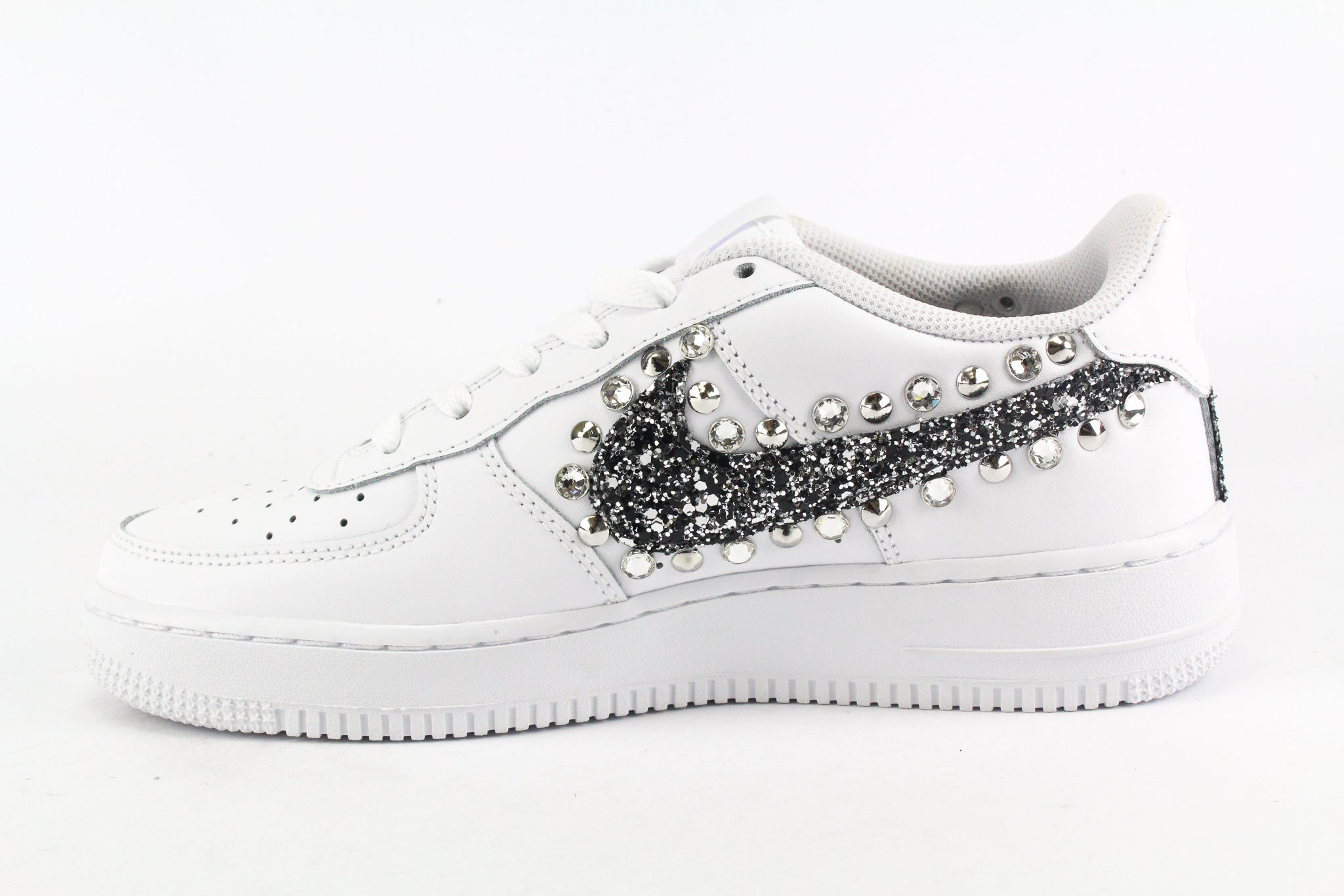 Nike Air Force 1 '07 Black Silver Glitter Studs &amp; Strass