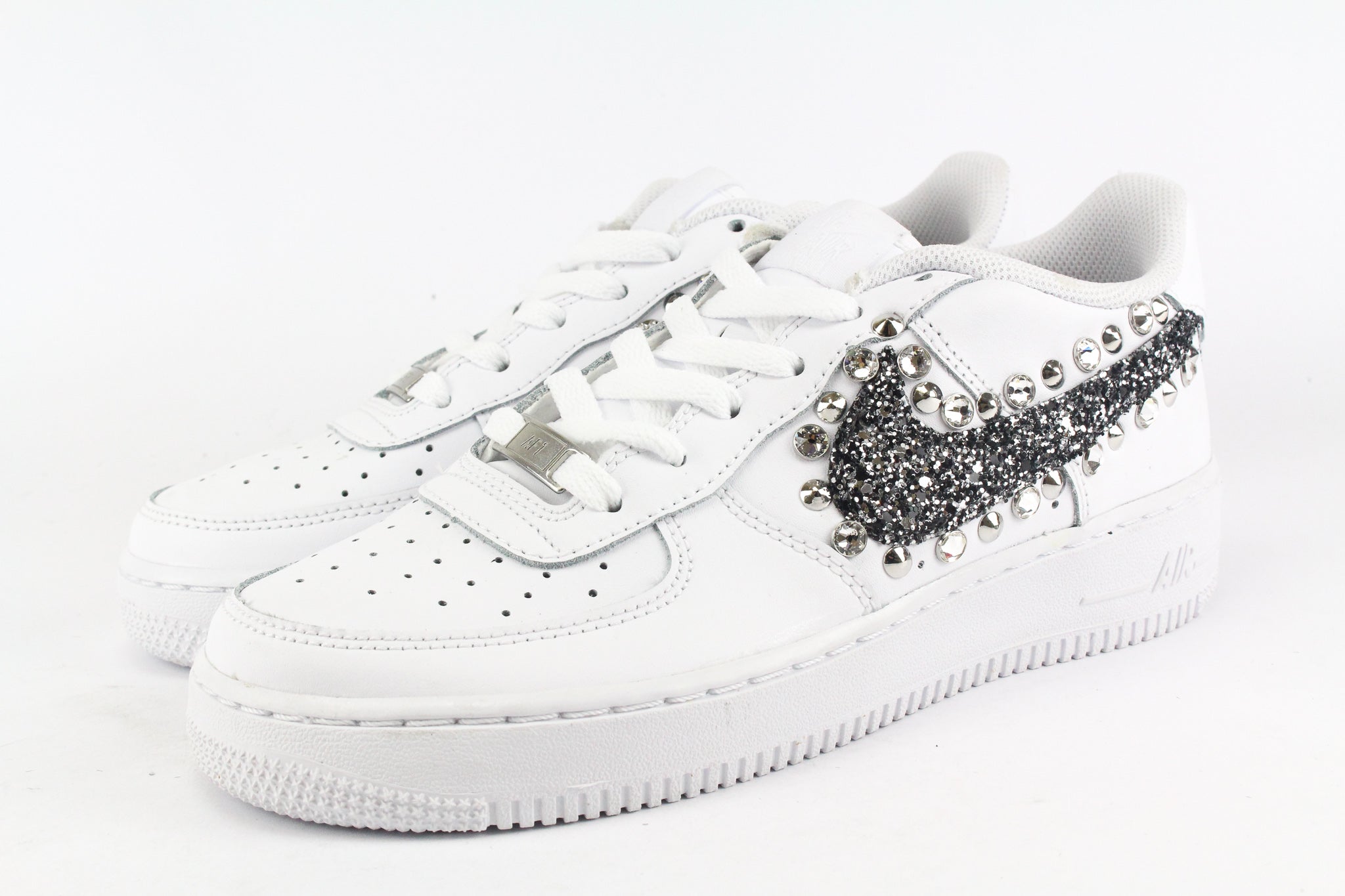 Nike Air Force 1 '07 Black Silver Glitter Studs &amp; Strass