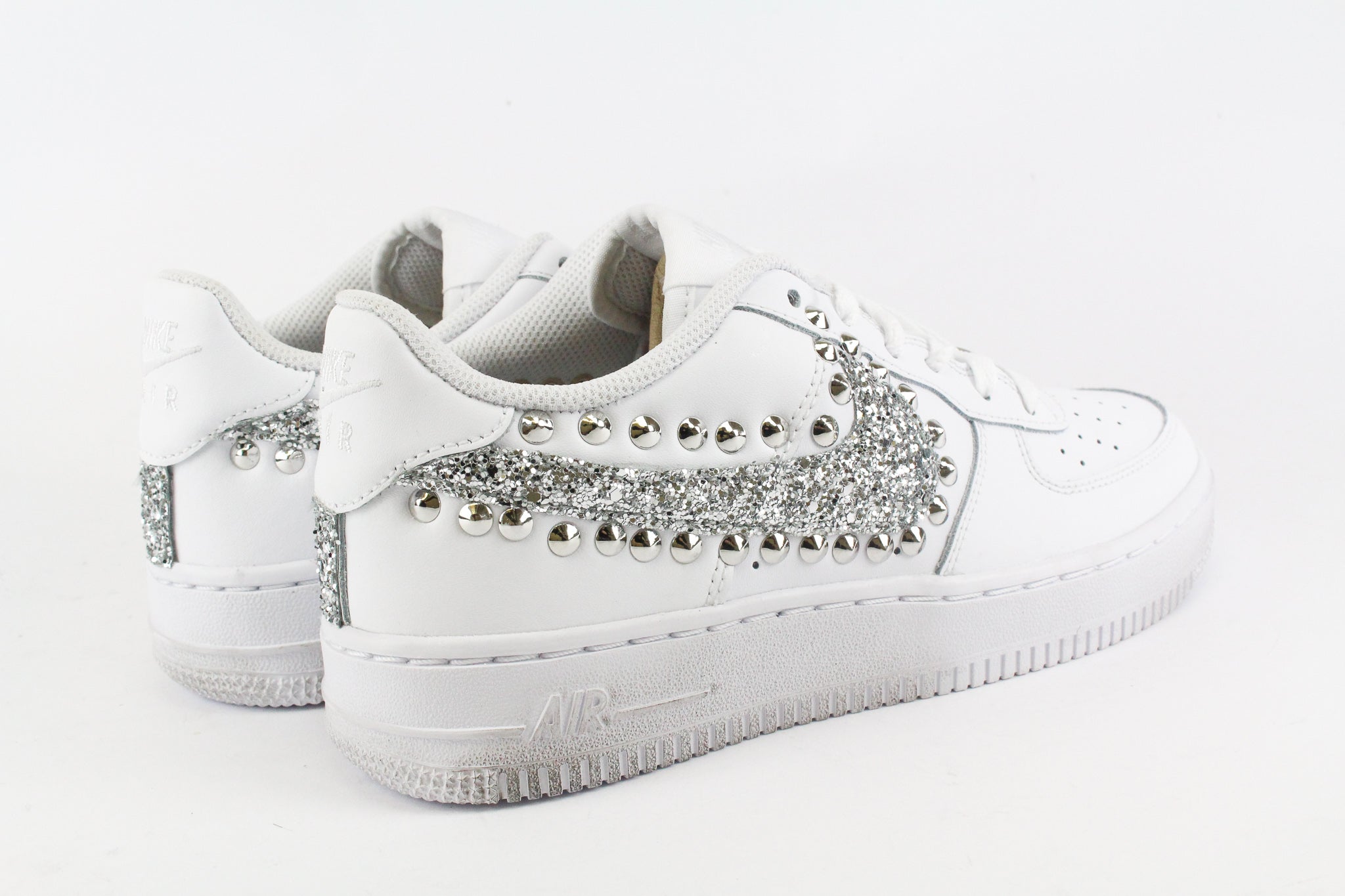 Nike Air Force 1 '07 Silver Glitter &amp; Studs