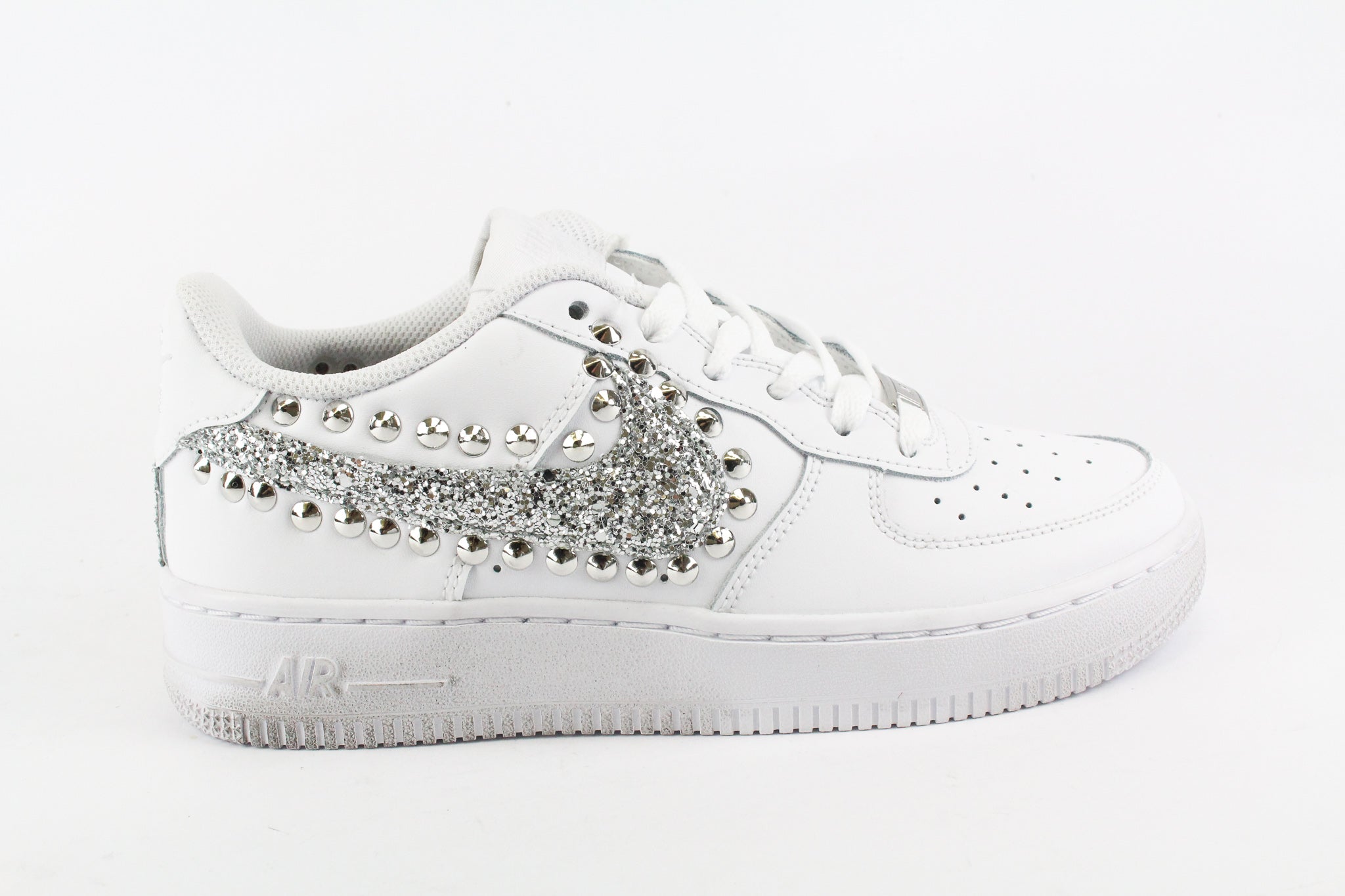 Nike Air Force 1 '07 Silver Glitter &amp; Studs