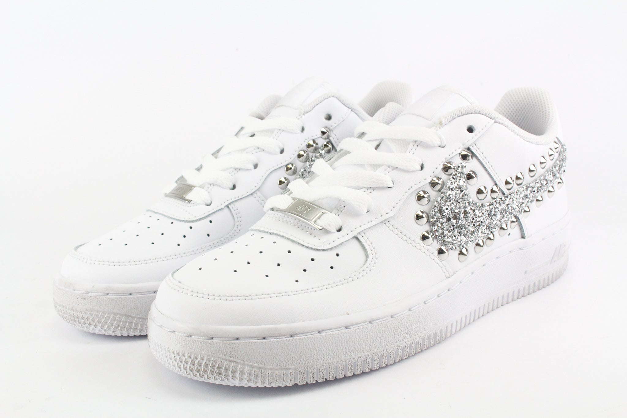 Nike Air Force 1 '07 Silver Glitter &amp; Studs