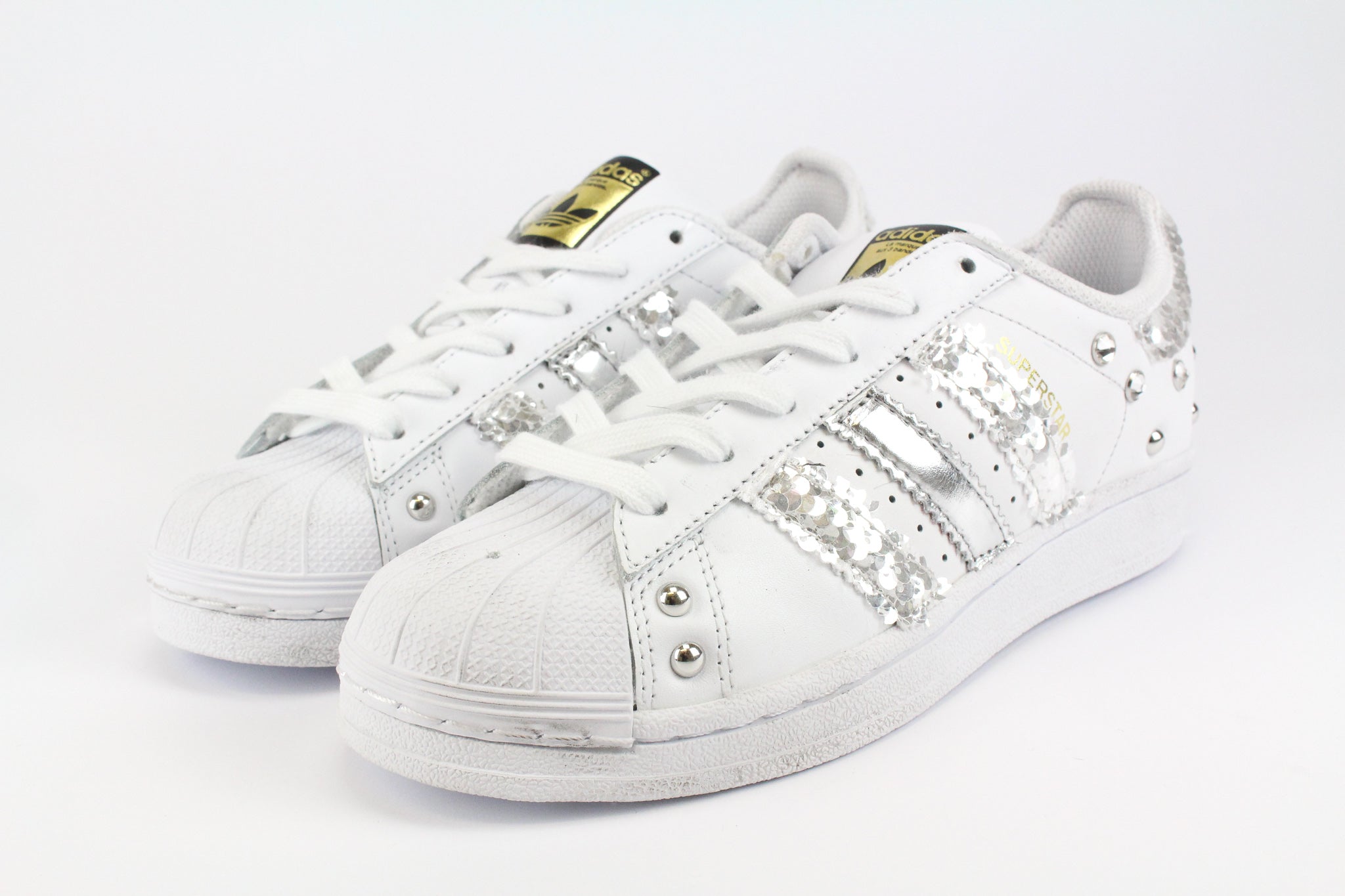 Adidas Superstar Silver Sequins Rhinestones Studs