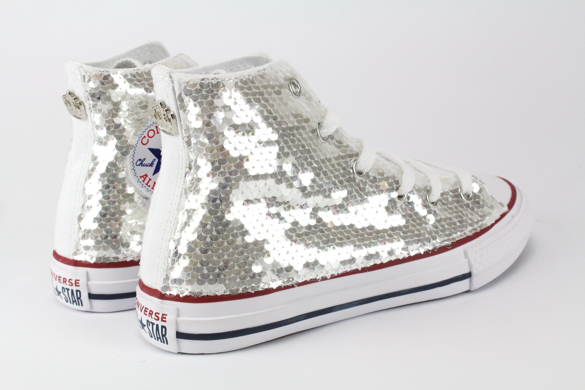 Converse All Star White Silver Paillettes