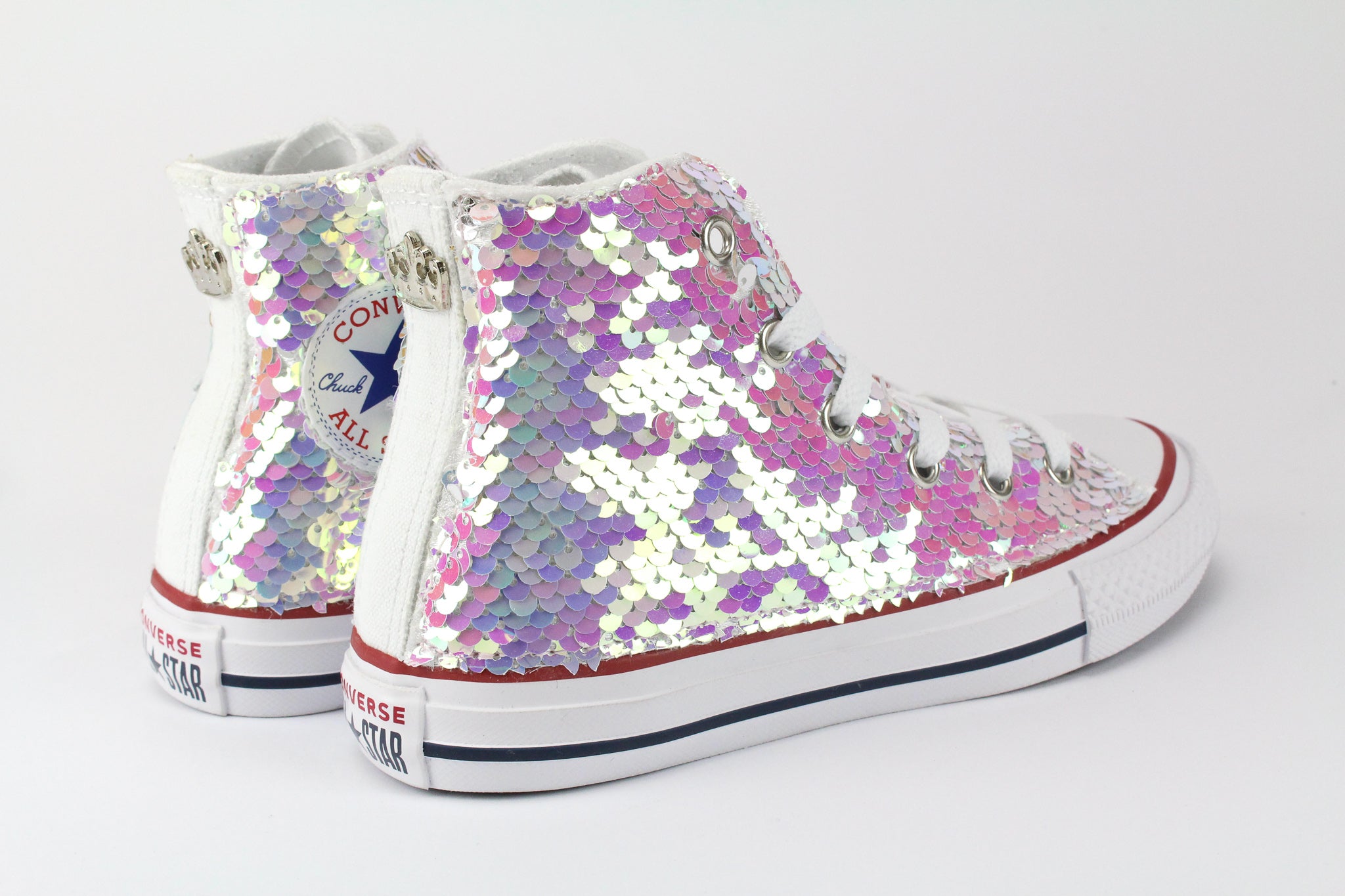 Converse All Star White Paillettes Rosa