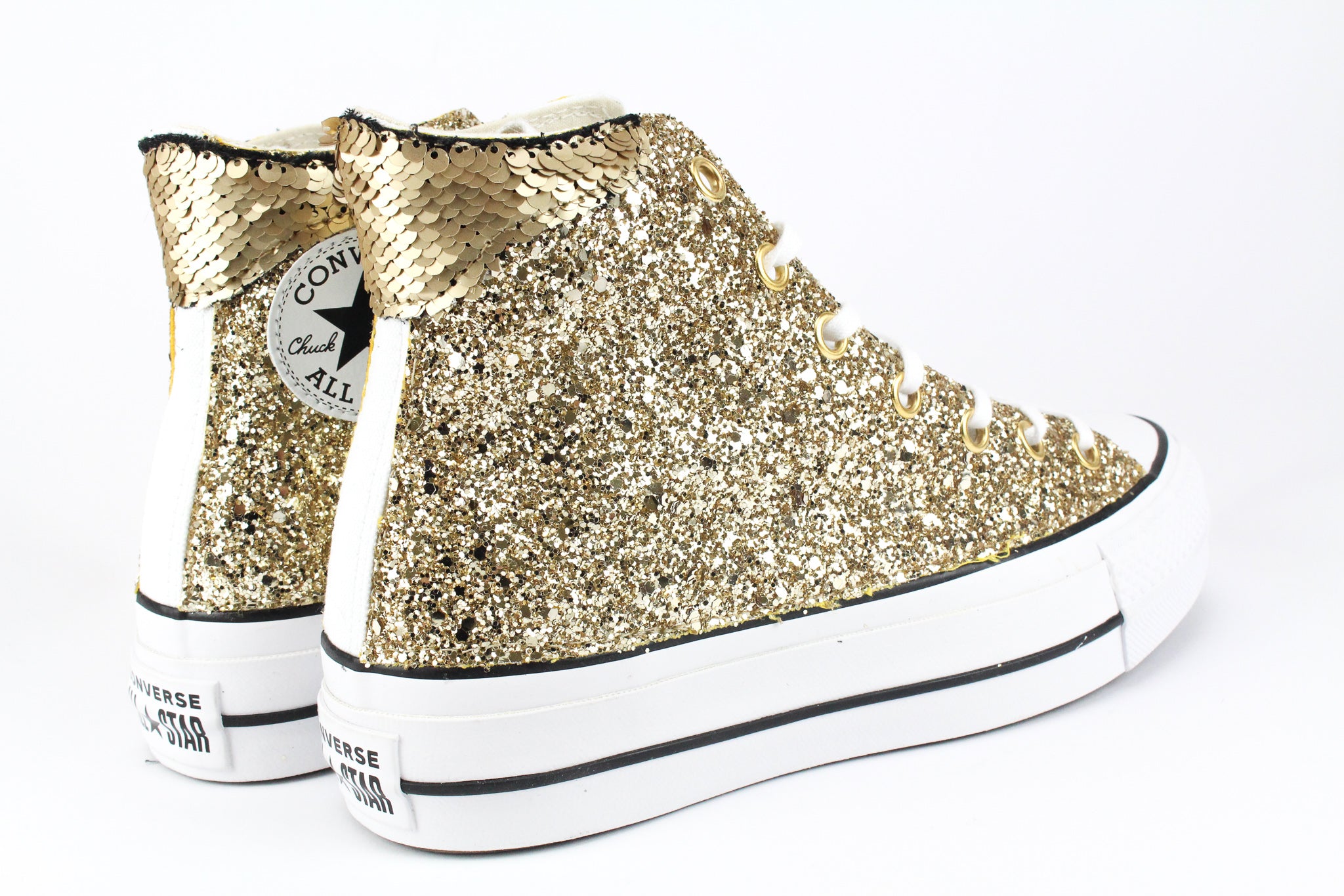 Converse All Star Platform Gold Glitter Sequins