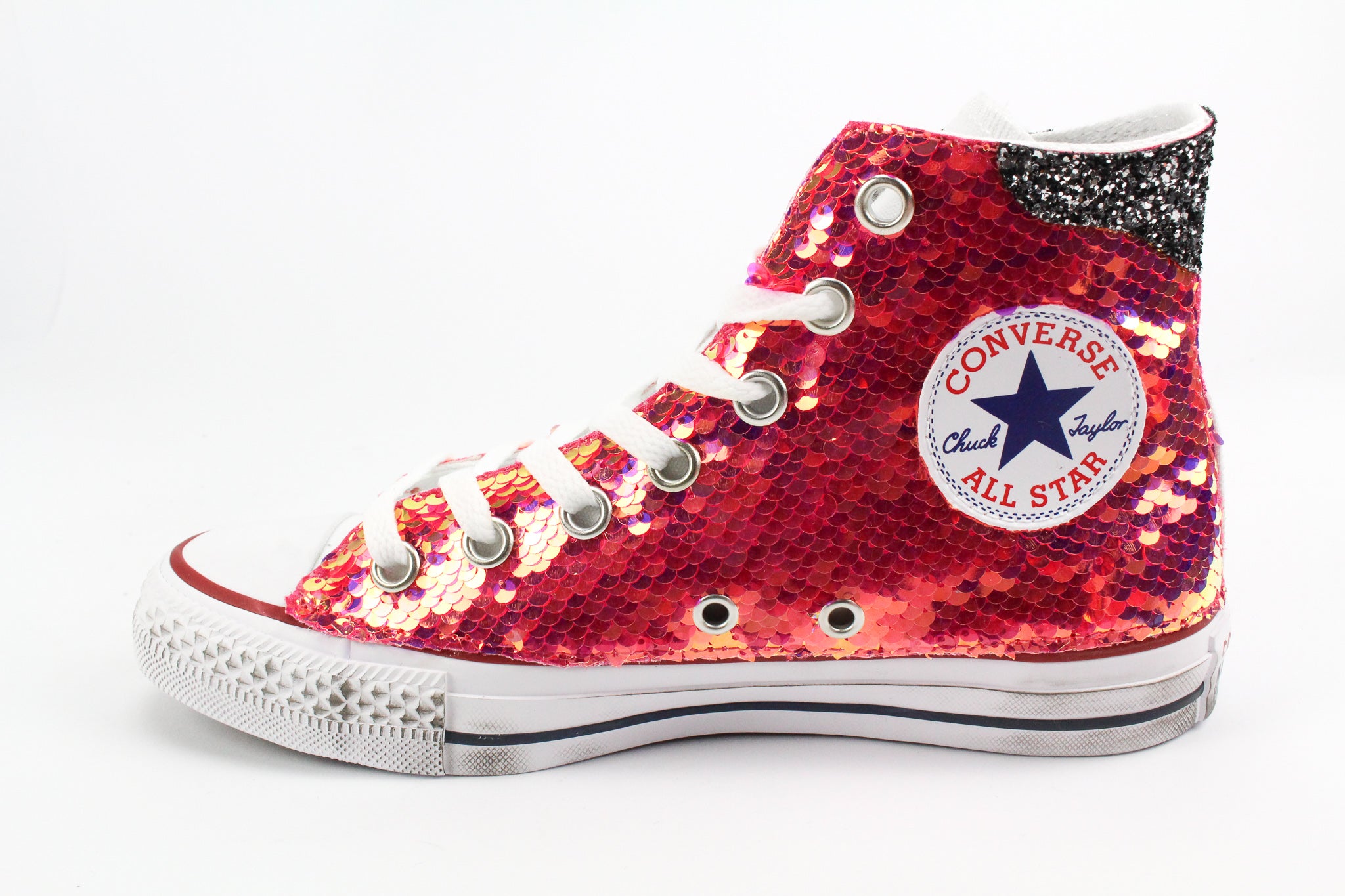 Converse All Star White Pink Fluo Paillettes