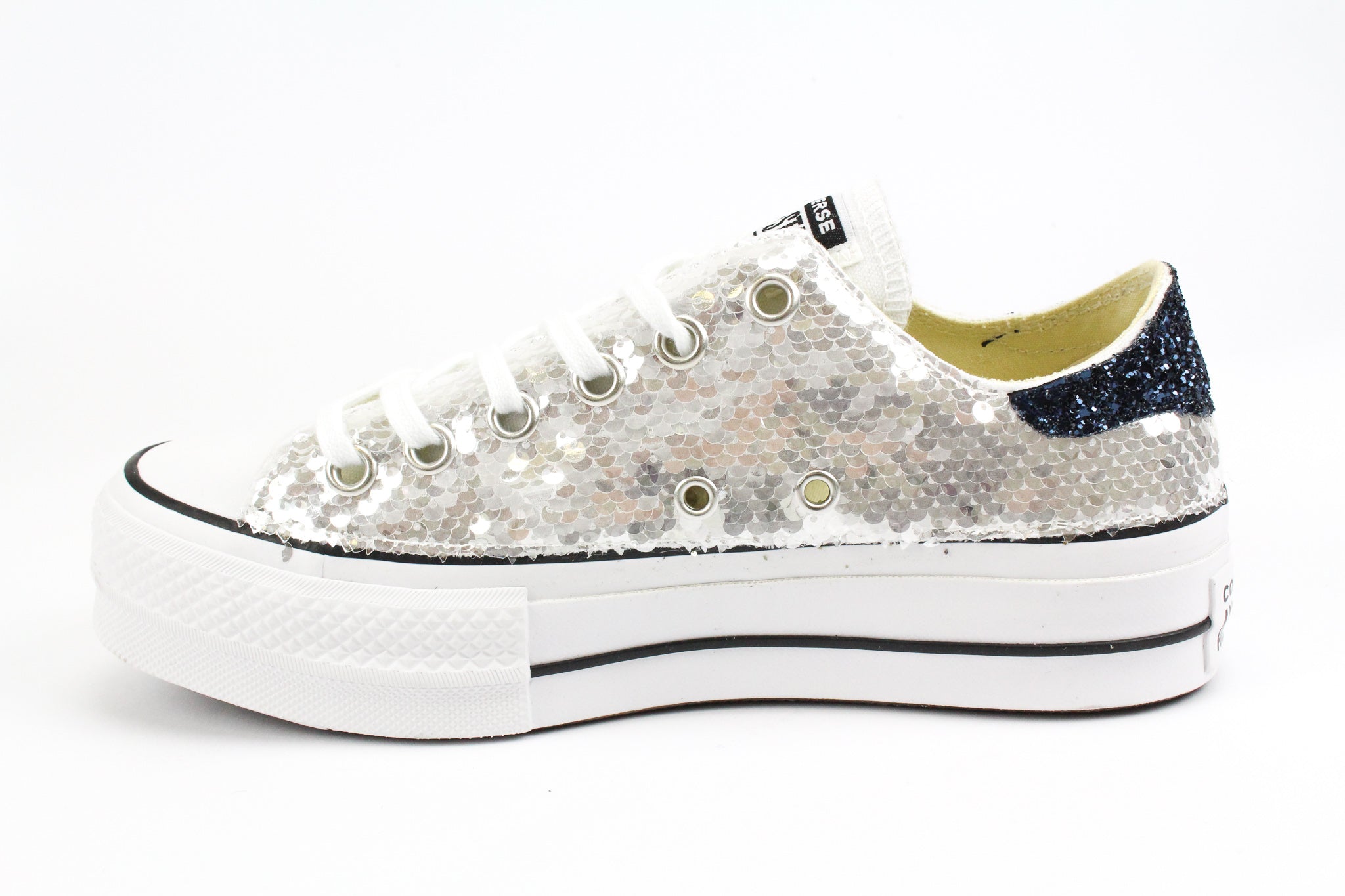 Converse All Star Platform Silver Paillettes Black Iris Glitter