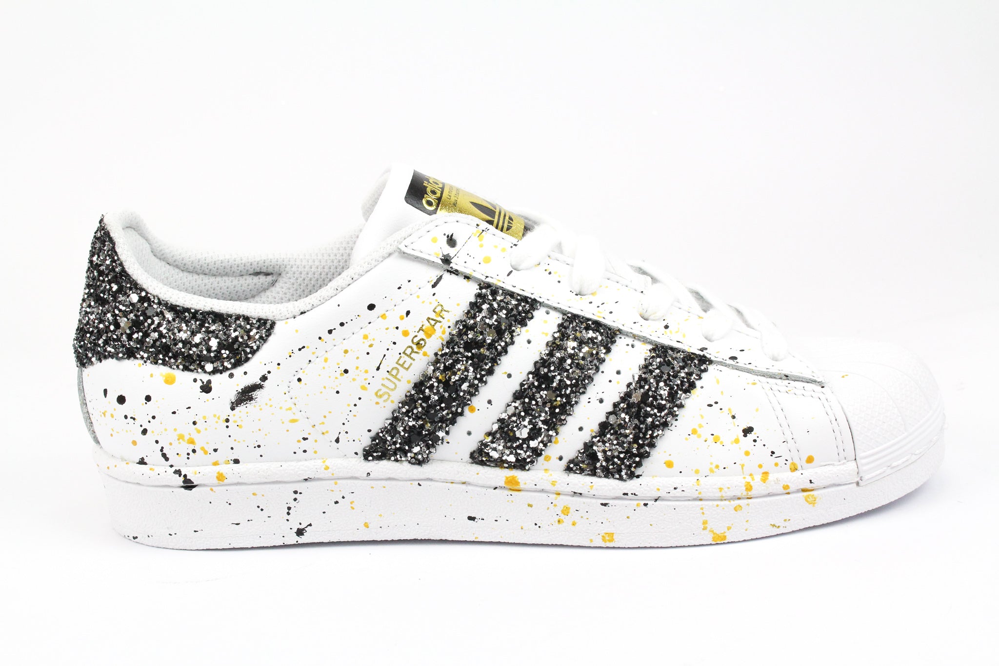 Adidas Superstar Black Silver Glitter Patent